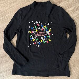 White Stag black Christmas turtleneck L